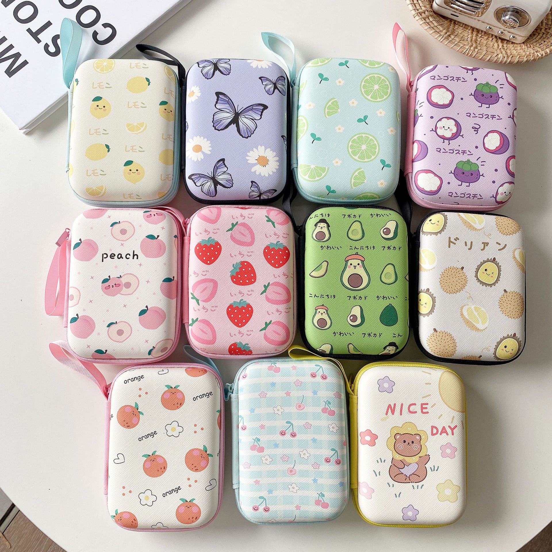 Cartoon Fruit Rectangle Earphone Organizer Bag Large Size