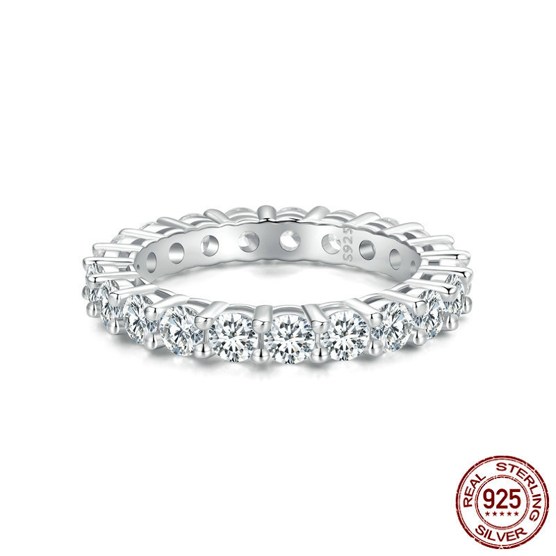 Paired Diamond Shining Mosonite Ring