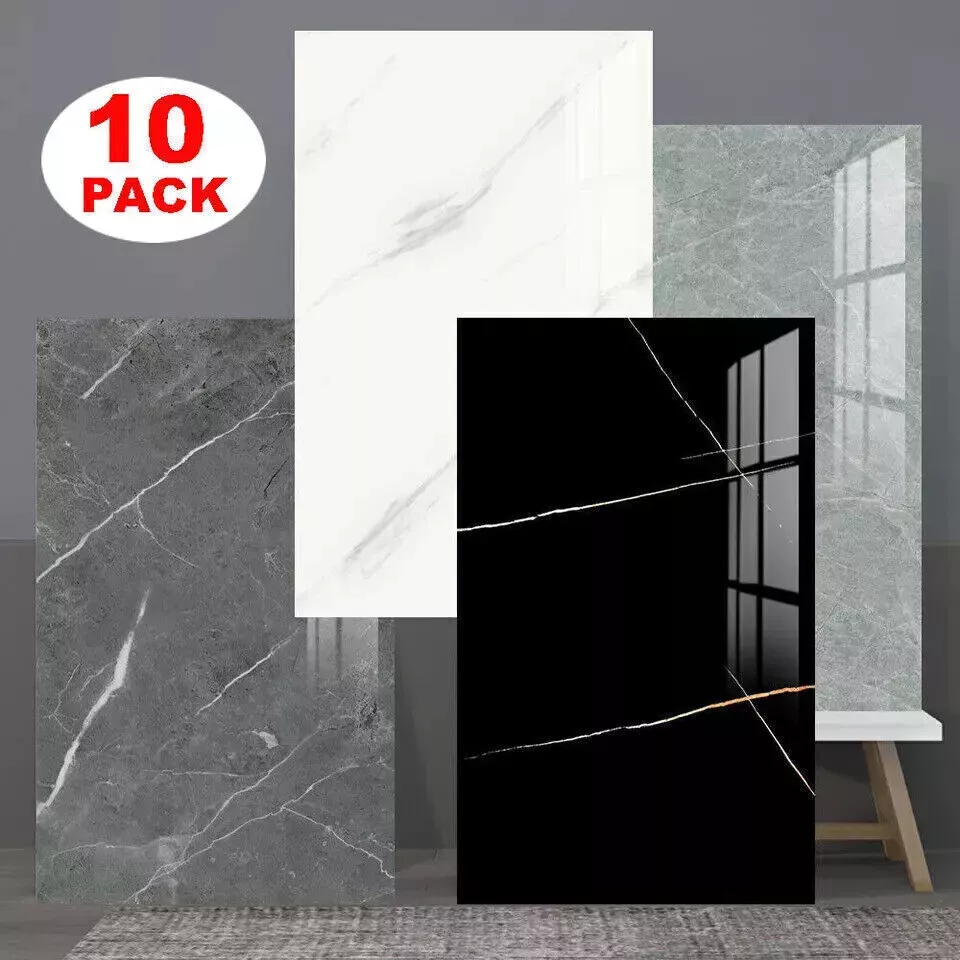 10x Marble Tiles Sticker Self-Adhesive Stick On Kitchen Home Wall Bathroom Decor