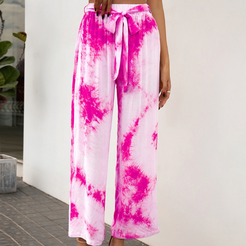 Title 2, Loose Tie-dye Belted Trousers Casual Women