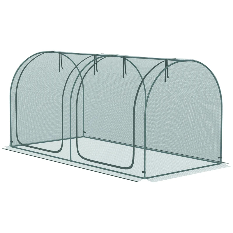 Crop Cage, Plant Protection Tent With Two Zippered Doors, Storage Bag And 4 Ground Stakes, For Garden, Yard, Lawn, Green