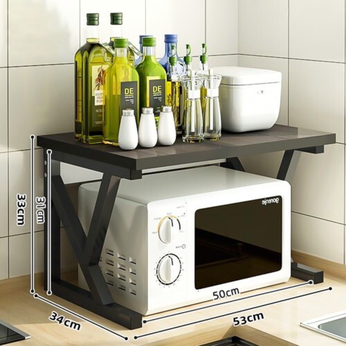 2 Tier Expandable Microwave Oven Rack Stand Storage Holder Kitchen Corner Shelf — image 9
