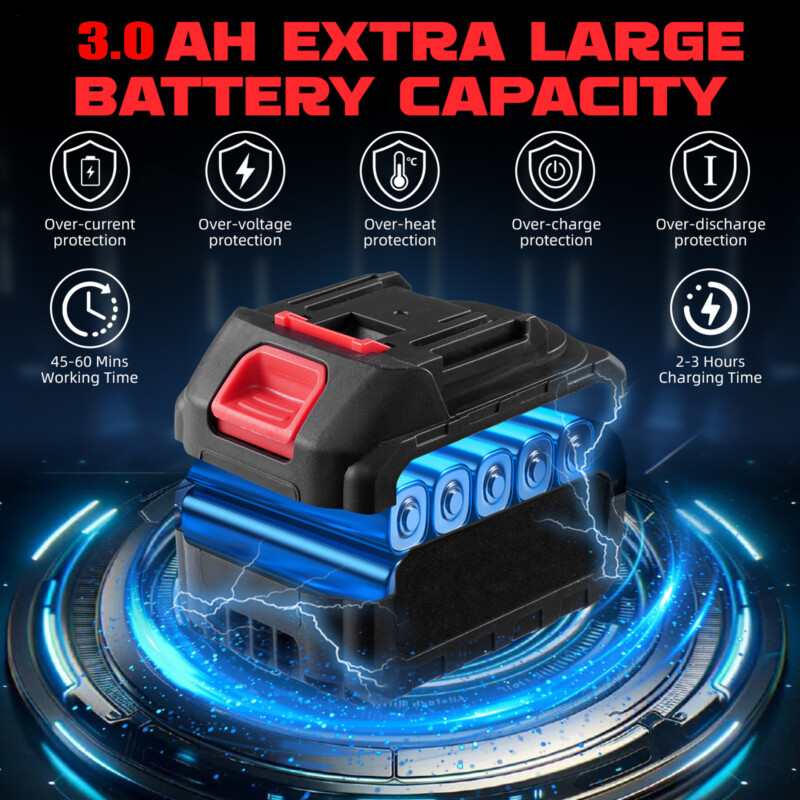 12 Inch Cordless Chainsaw,Electric Handheld Wood Cutter   Battery For  21V