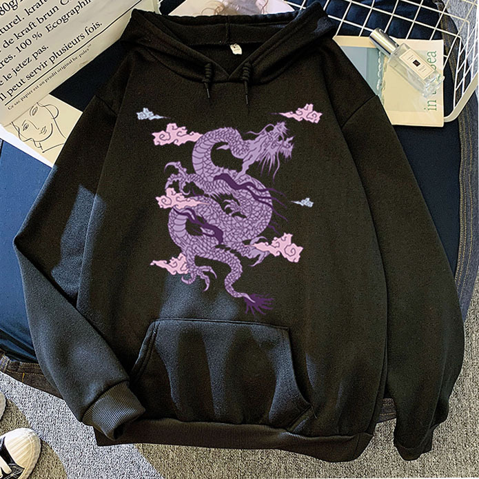 Title 11, Purple Dragon Cloud Printed Hooded Hoodie