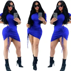 Sexy Multicolor Bandage Dress Nightclub Skirt - Blue - View 1
