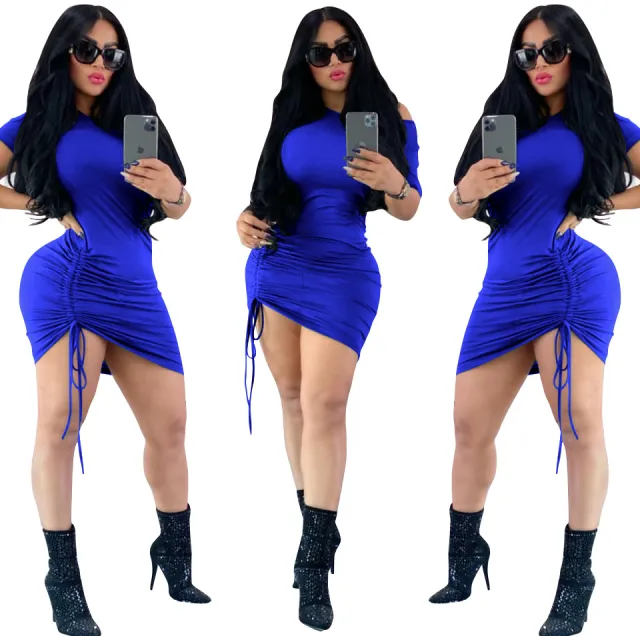 Sexy Multicolor Bandage Dress Nightclub Skirt Blue - Shop at LoveMi