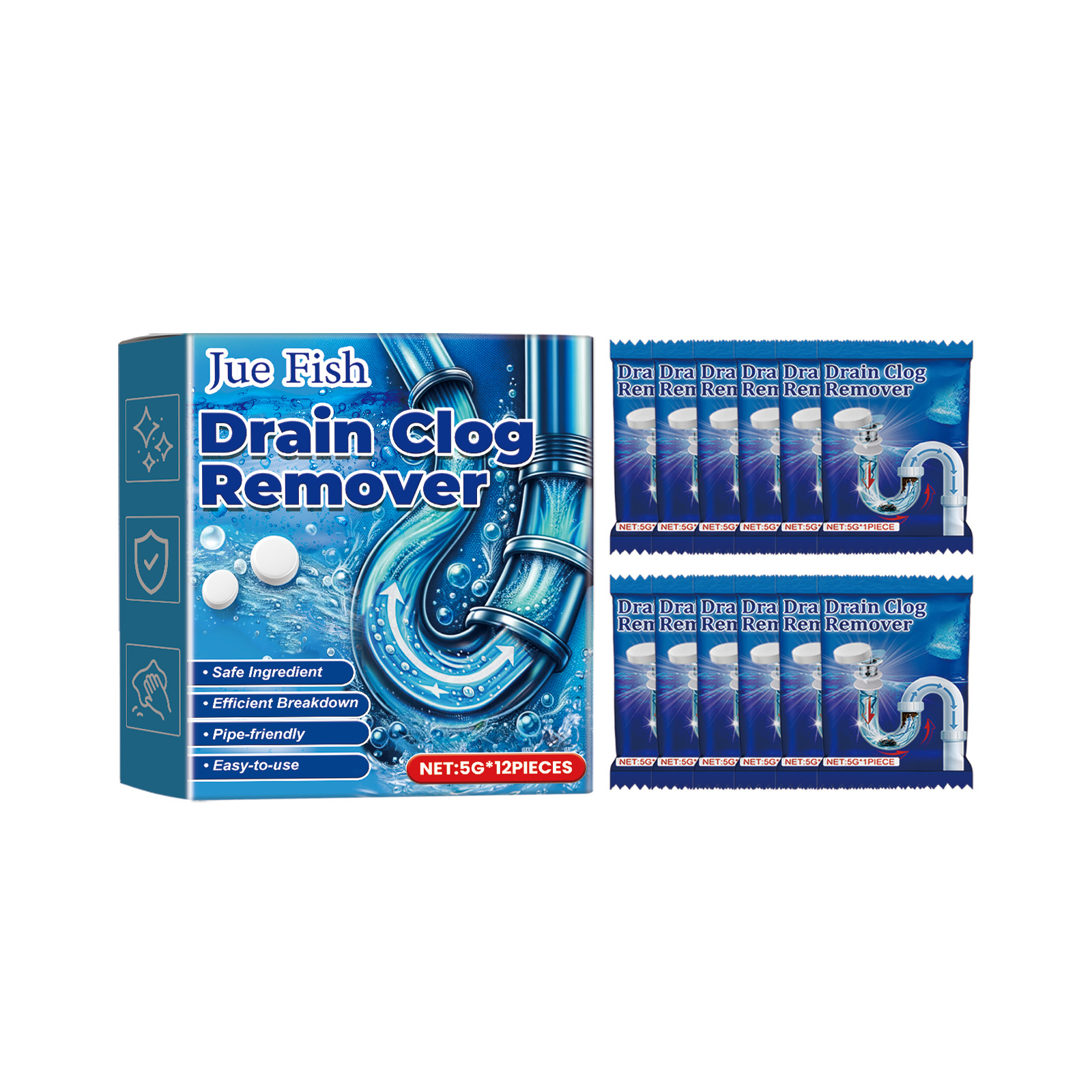 JUEFISH Cross-border Effervescent Drain Cleaning Tablets Dissolve And Unclog Toilets, Floor Drains, And Kitchen Sewers. 2