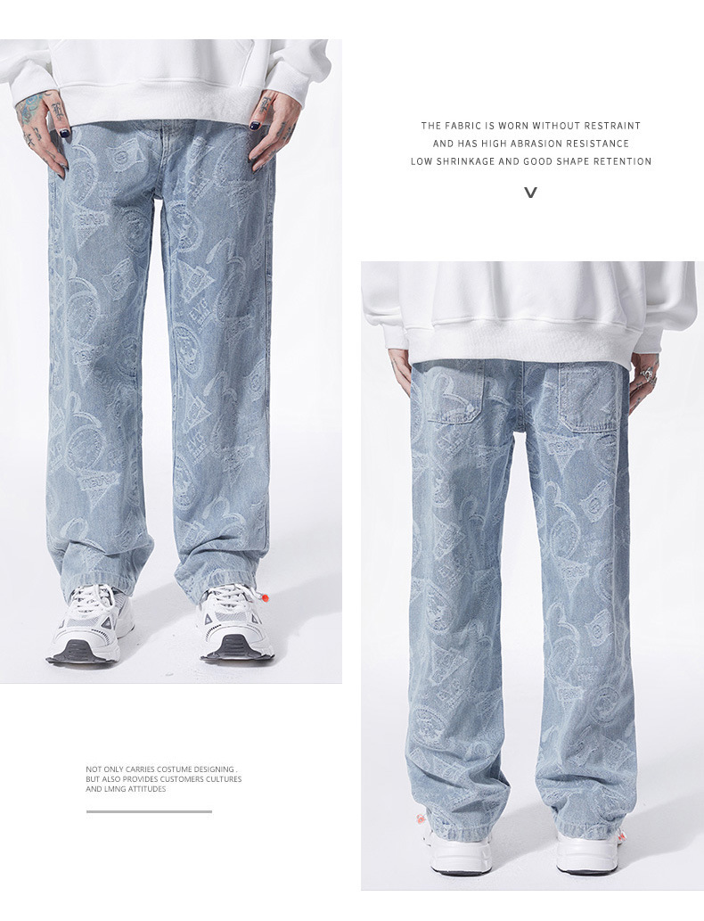 Title 8, Pantalon homme en jean jacquard hip hop américa...