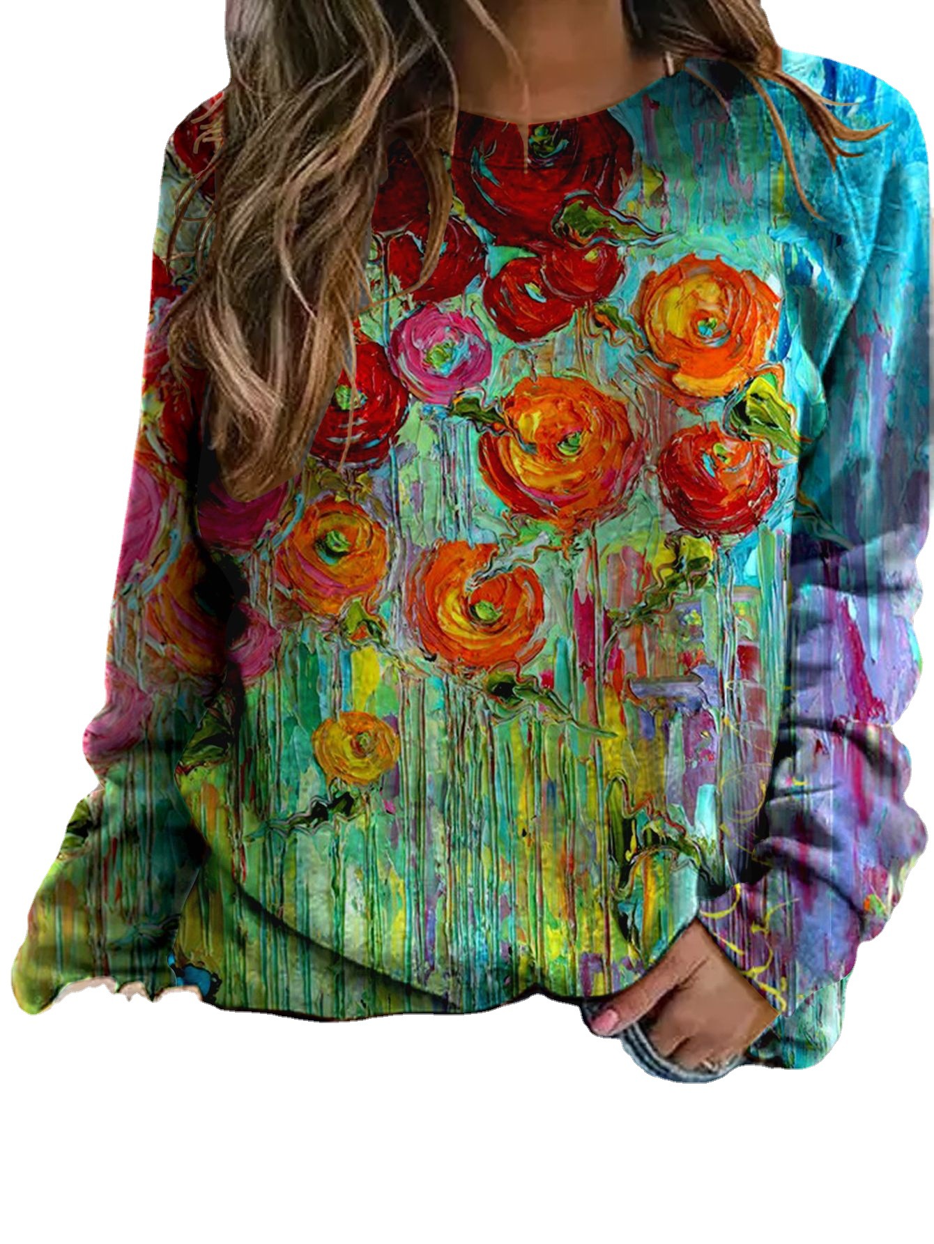 Women's Long Raglan Sleeve Pullover Top