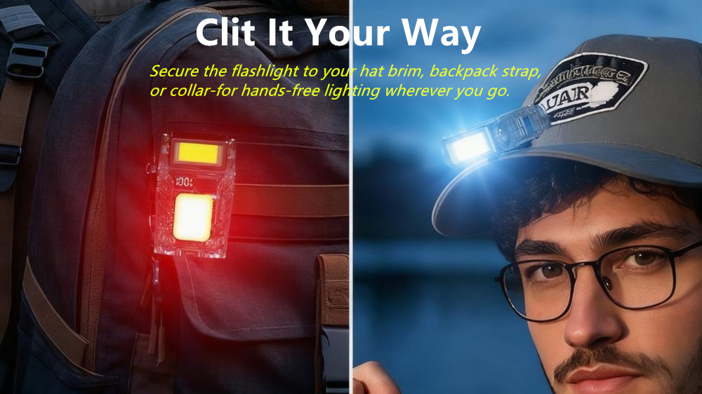 Mini Pocket LED Flashlight Magnetic USB Rechargeable Torch Work Light Belt-Clip
