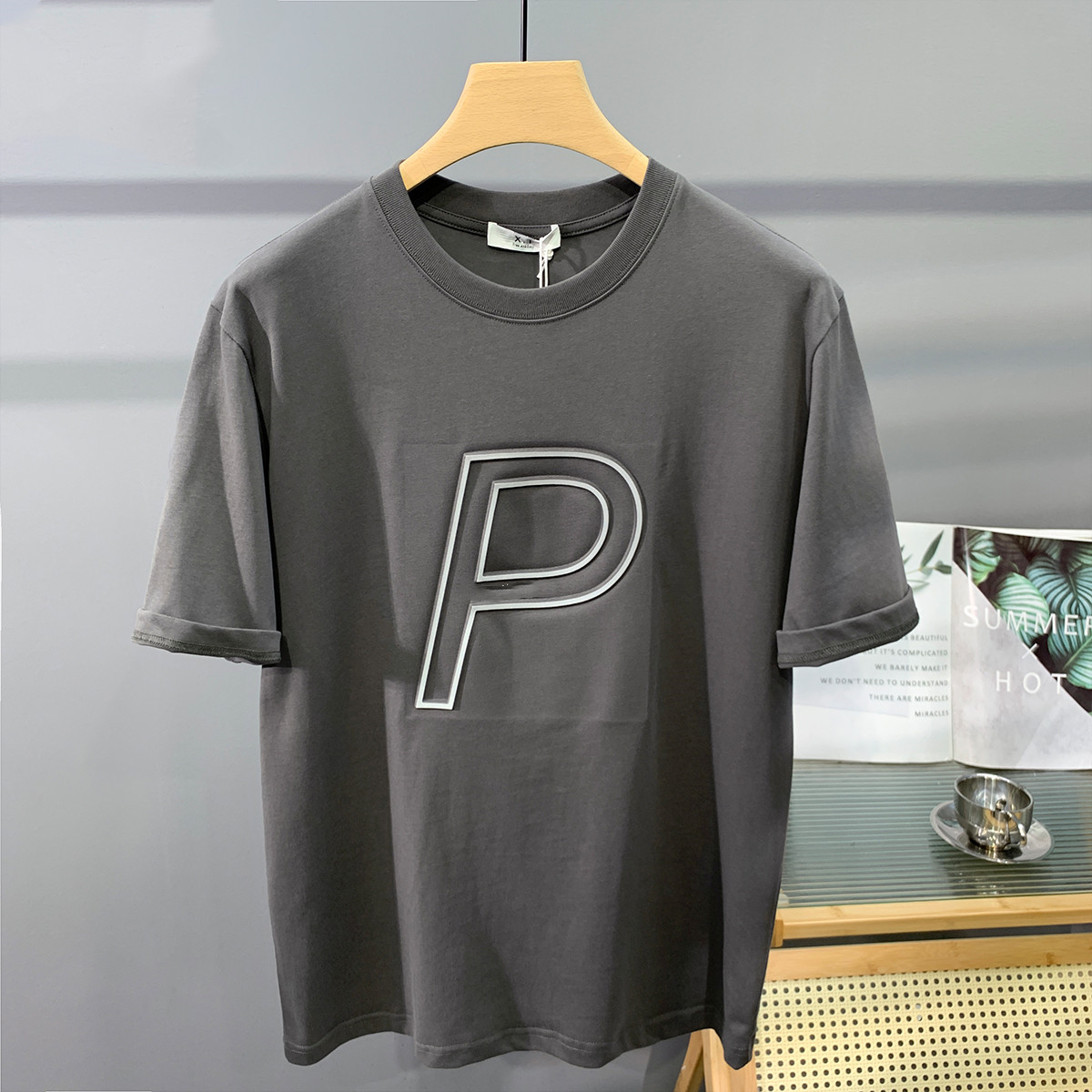 Red Round Neck Short Sleeve T-shirt Men's Trend