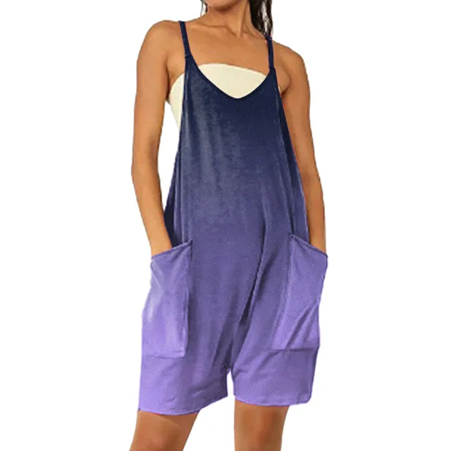 Women's Fashion Casual Printing Pocket Suspender Shorts Jumpsuit L 3 Style - Shop at LoveMi