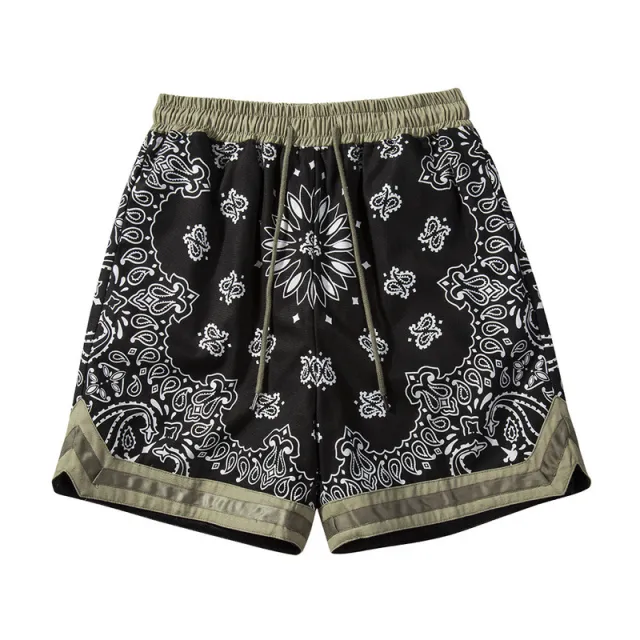 High Street Cashew Floral Panel Military Lounge Shorts Army Green - Shop at LoveMi