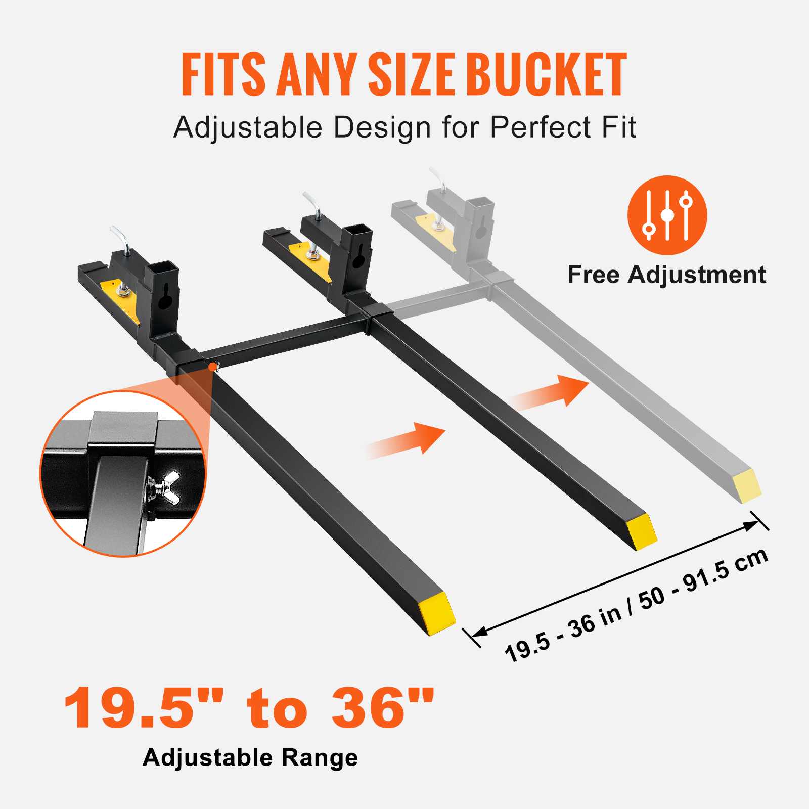 VEVOR Pallet Forks, 2000 Lbs Tractor Bucket Forks, Total Length Clamp On Pallet Forks With Adjustable… image 3