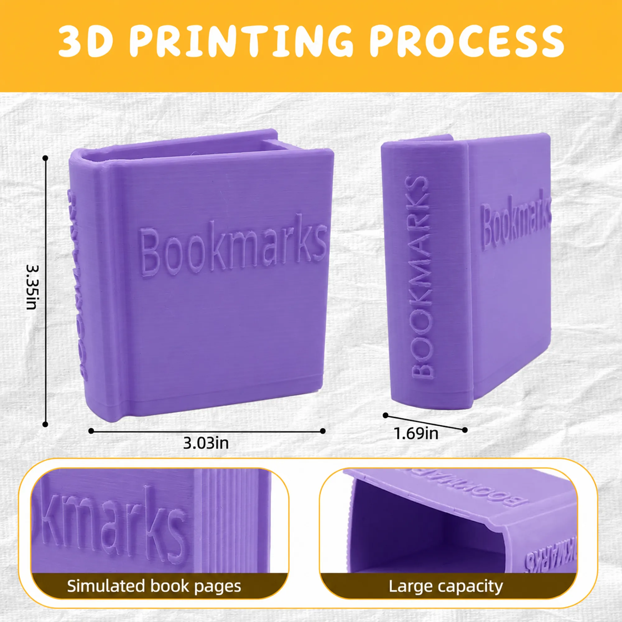 3D Printed Book-Shaped Bookmark Holder, Desktop Pen