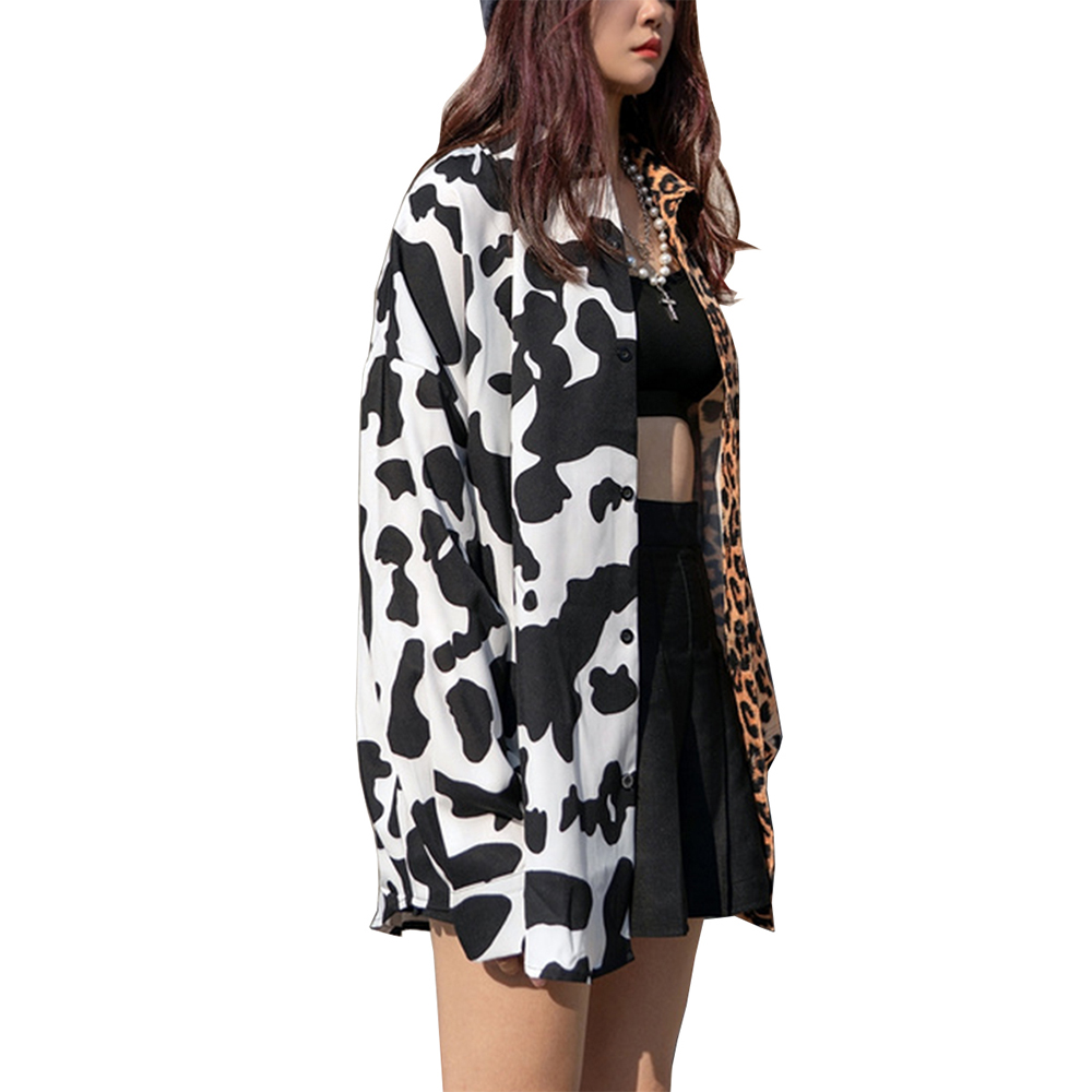 Title 5, Leopard print colorblock shirt for women, a sty...