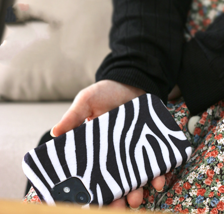 Compatible with Apple , Zebra Pattern Plush Phone Case Plush Winter Female Models Anti-fall Creative Tide Warm Mink