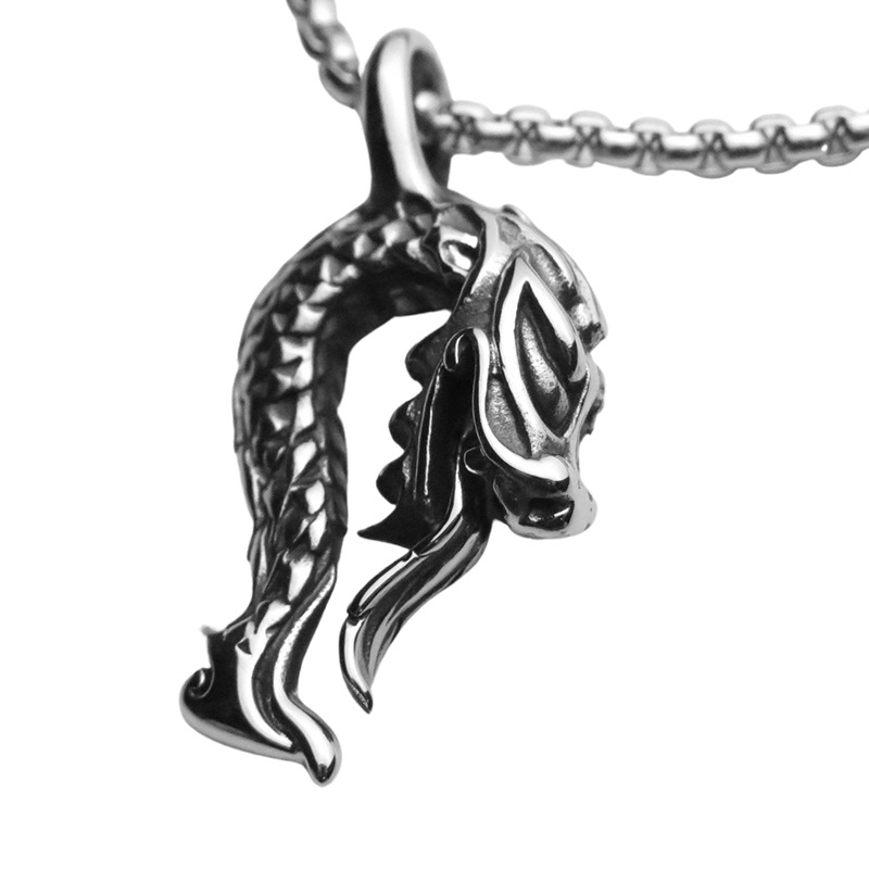Flying Dragon Titanium Steel Pendant Personalized Retro Trend Stainless Steel Dragon Necklace Sweater Chain Necklace