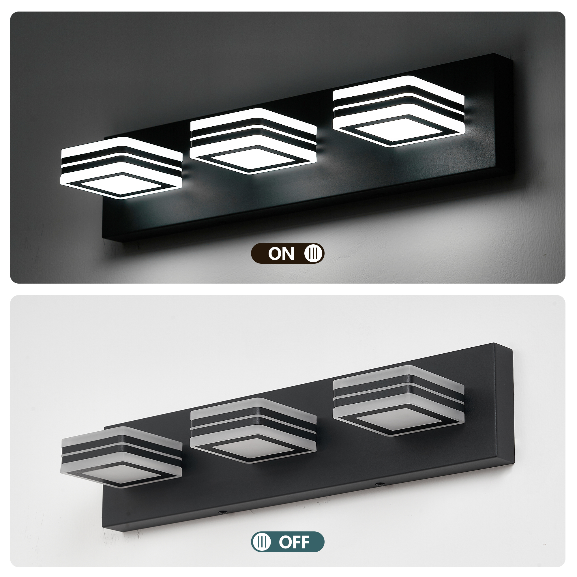 Matte Black Vanity Light Fixtures 3 Lights Up And Down LED Modern Bathroom... 8