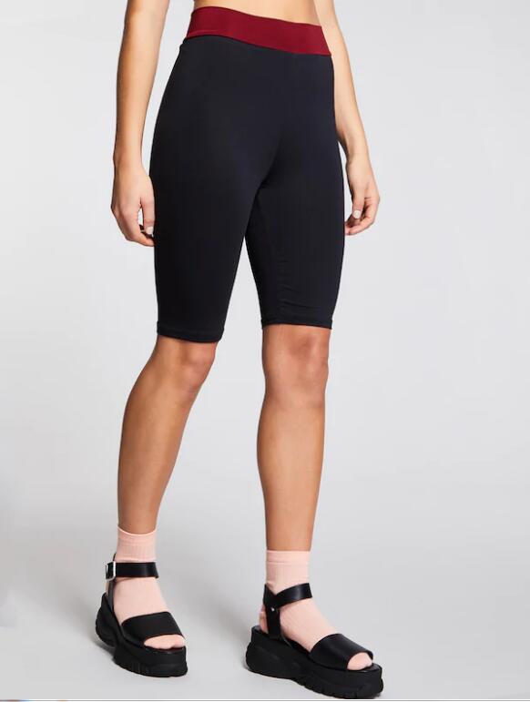 Summer New Contrast Color Five Point Pants High elastic Slim Shorts Black - Shop at LoveMi