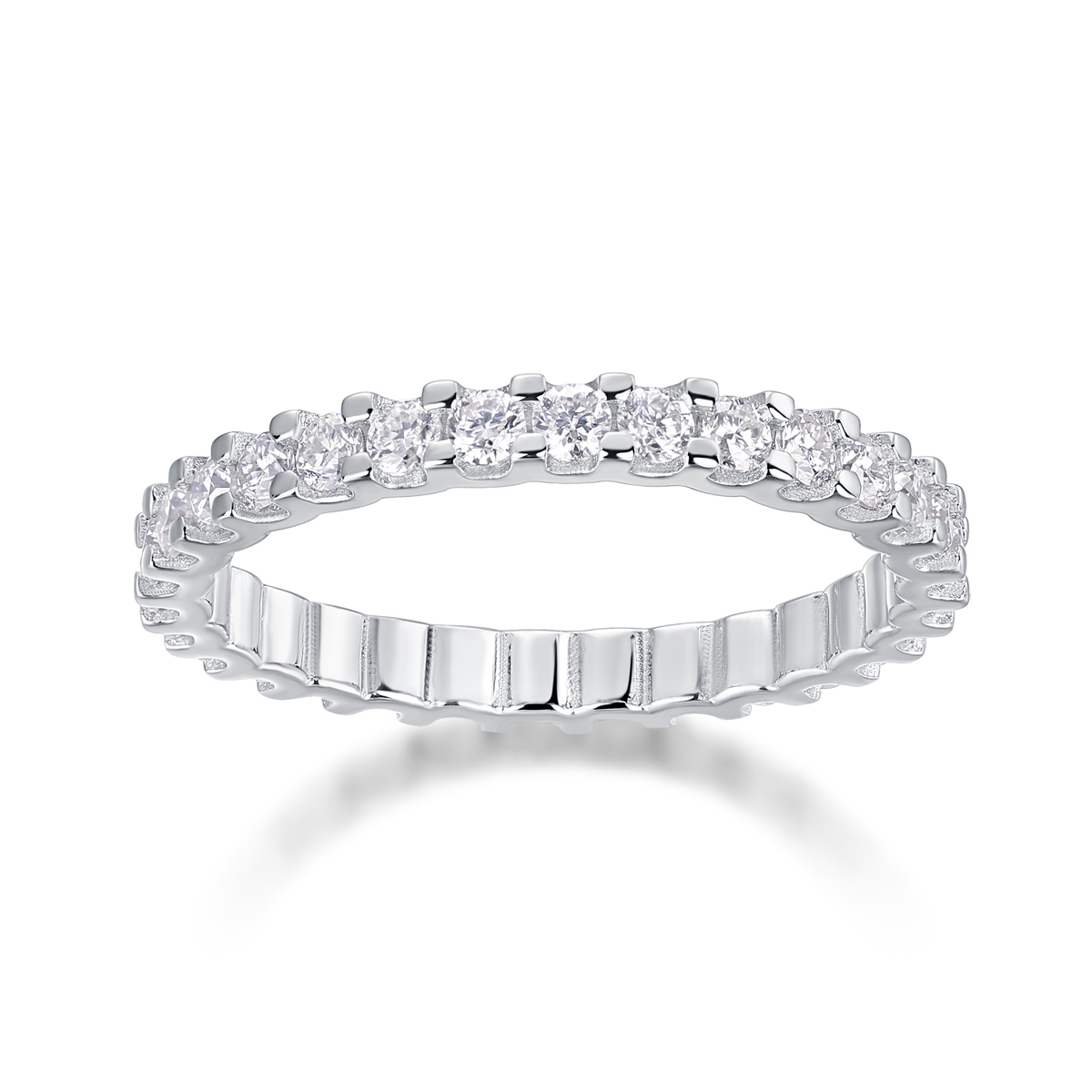Platinum-Plated Moissanite Eternity Ring