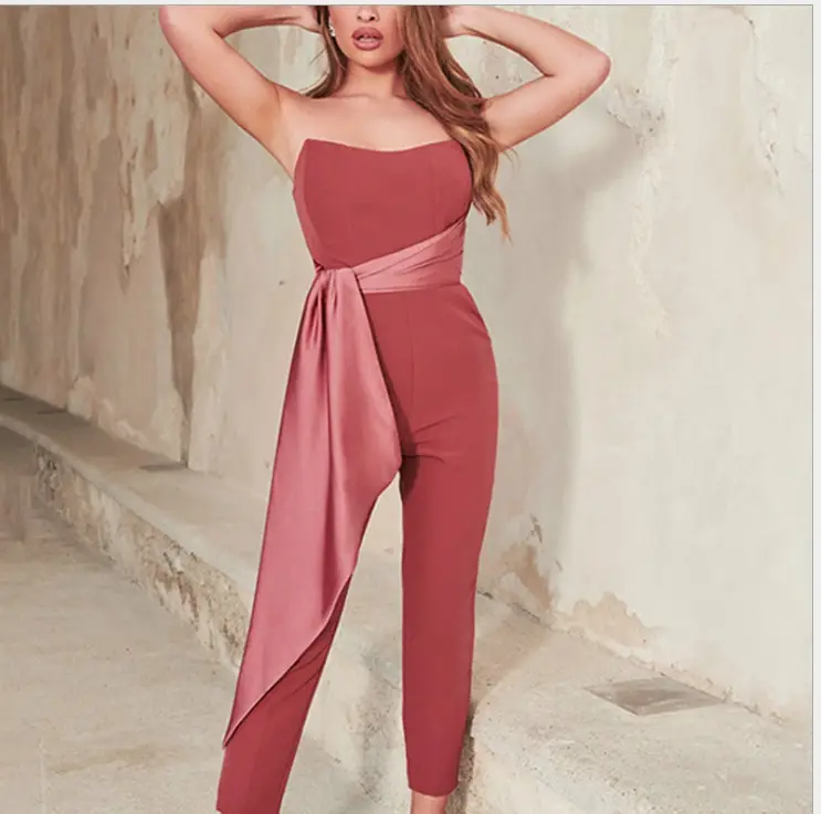Siamese Wide-leg Pants Women's Net Red Casual V-neck Slim Elder Sister Age Reduction Jumpsuit Suit Trend