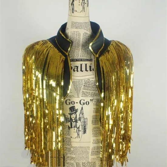 Dance Dress Sequin Fringe Vest Gold - Shop at LoveMi
