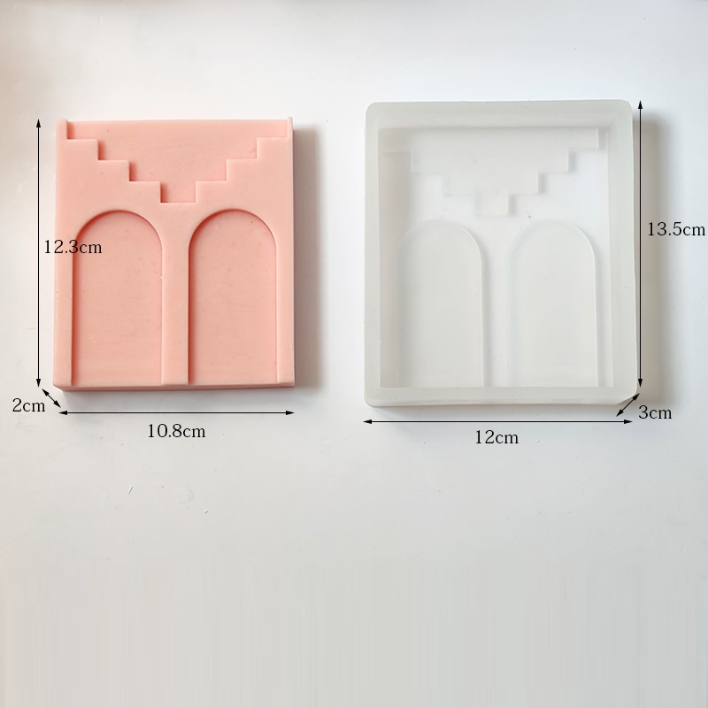 Title 1, Geometric Flat Arch Stairs Candle Silicone Mold