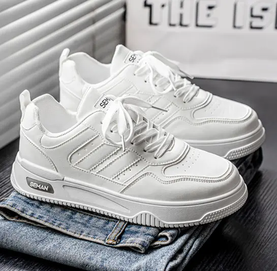 New Breathable White Platform Sneakers, Versatile Trendy