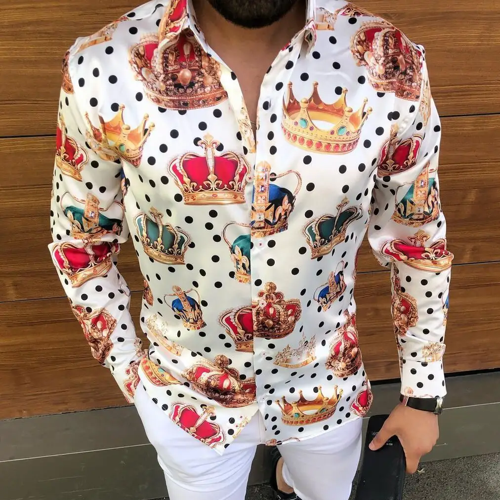 Men's Plus Size 3D Printing Long Sleeve Shirt Cardigan Lapel