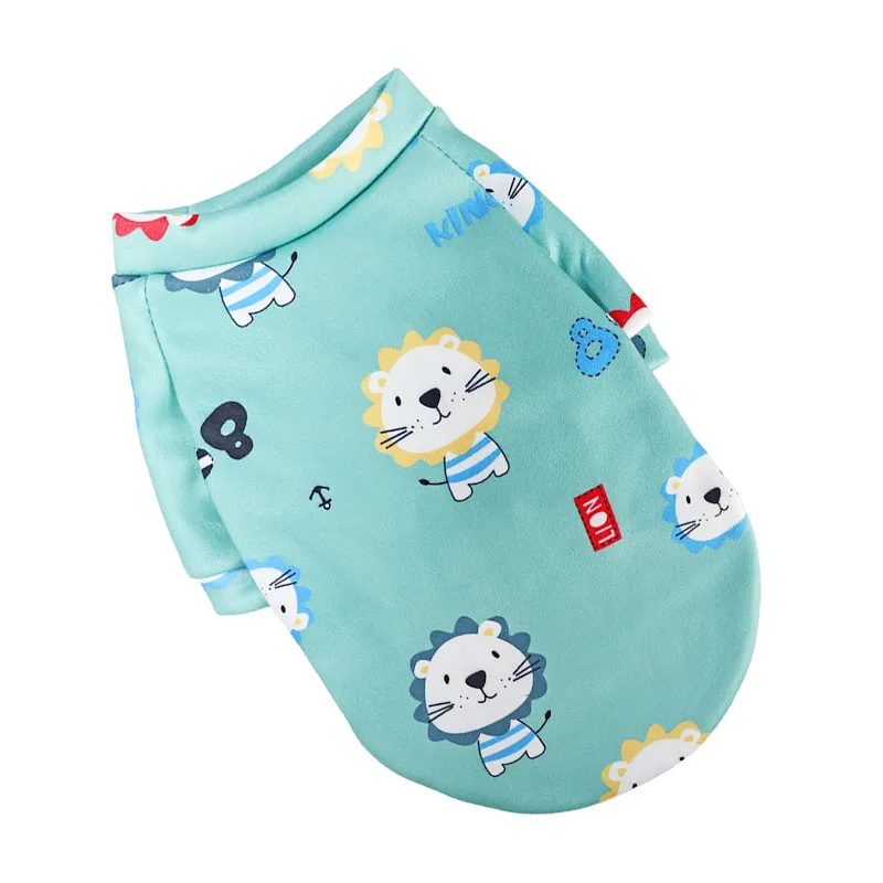 Pet Supplies Dog Fashion Thin Fleece Floral Sweater - Green Lion
