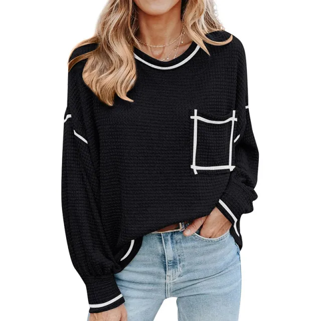 Drop Shoulder Sleeve Loose Casual Top For Women Black - Shop at LoveMi