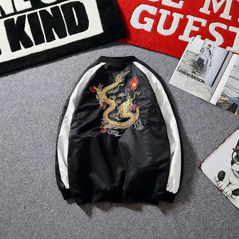 Japanese Couple Autumn Coat Embroidered Baseball For Men And Women