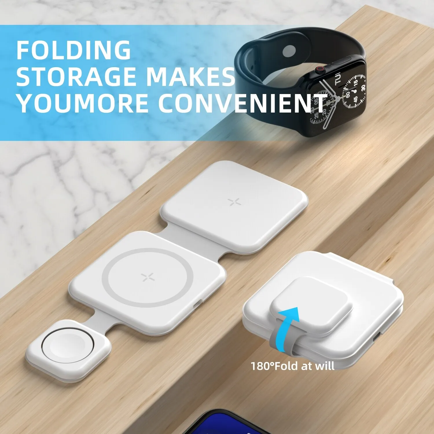3 In 1 Magnetic Foldable Wireless Charger Charging Station Multi-device Folding Cell Phone Wireless Charger Gadgets – image 2