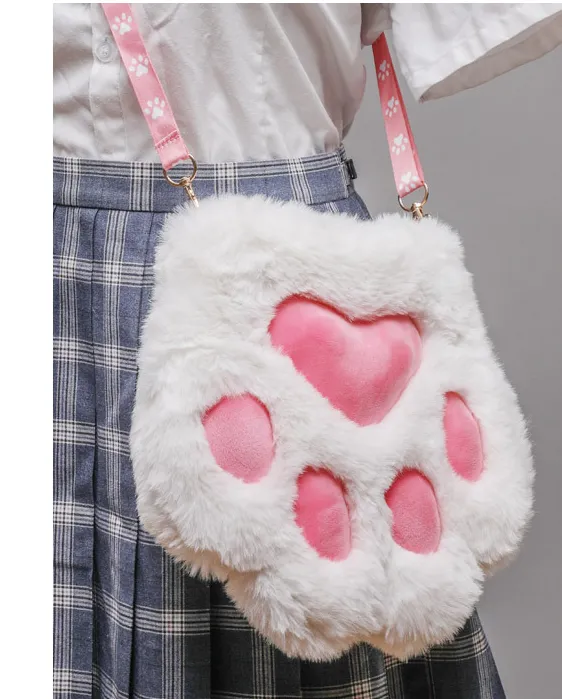 Cross Bag Lady Cute Cat Claw On One Shoulder Pink - Shop at LoveMi