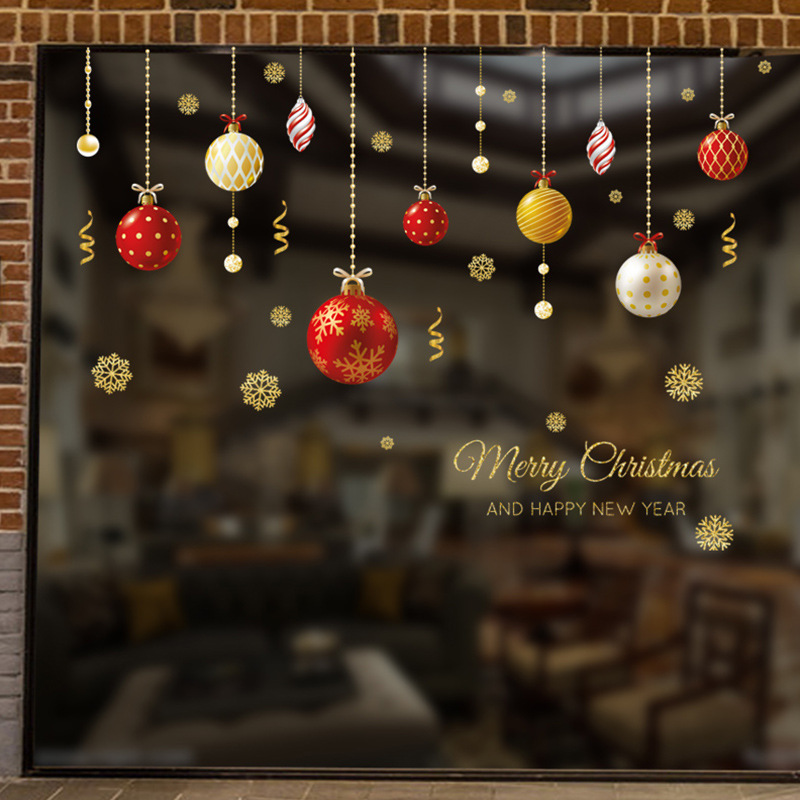 Title 3, Window Golden Christmas Ornaments With Colored ...