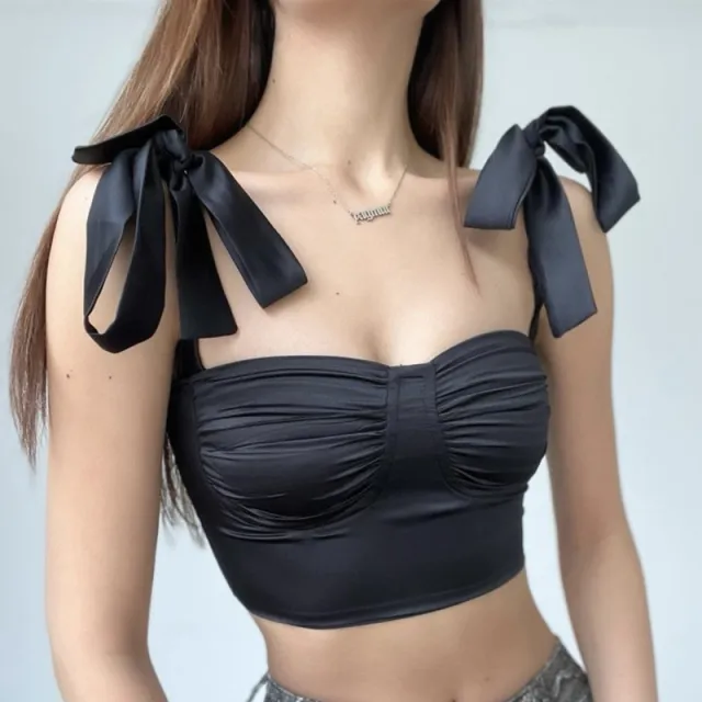 Low cut Street Style Lace up Slim Fit Women's Vest Black - Shop at LoveMi