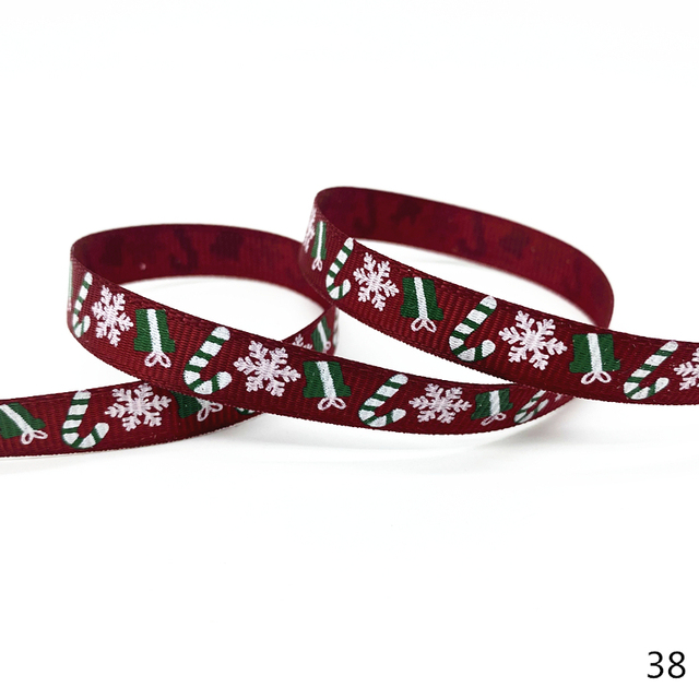 Size 5 10mm Christmas Ribbon Printed Grosgrain Ribbon