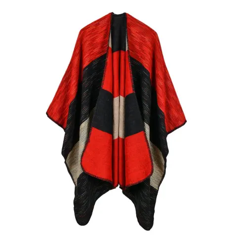 Women's Thick Autumn Winter Rainbow Wide Stripe Dual-Use Shawl