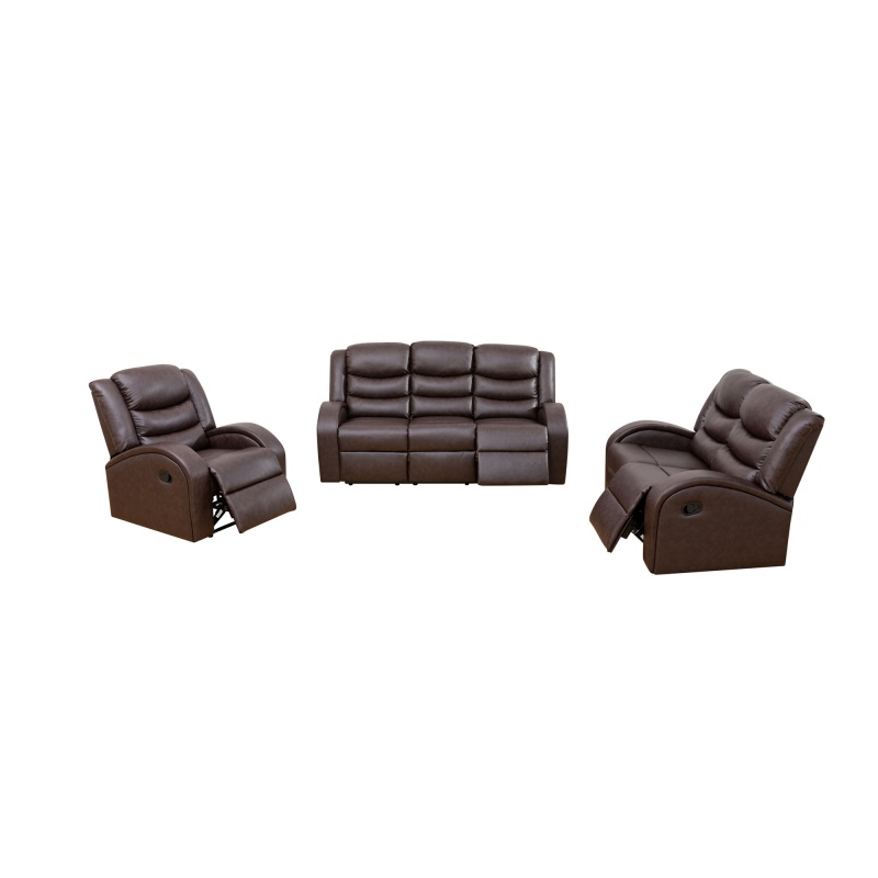Pickup Only--Brown Faux Synthetic Leather 3-Piece Couch Living Room Sofa Set