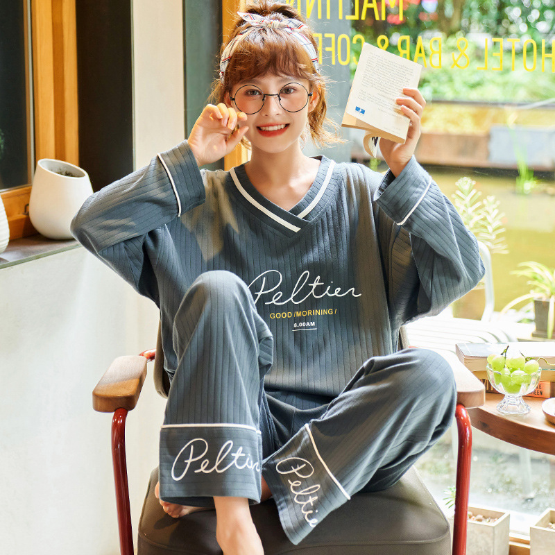 Title 2, Cotton long-sleeved trousers ladies pajamas set