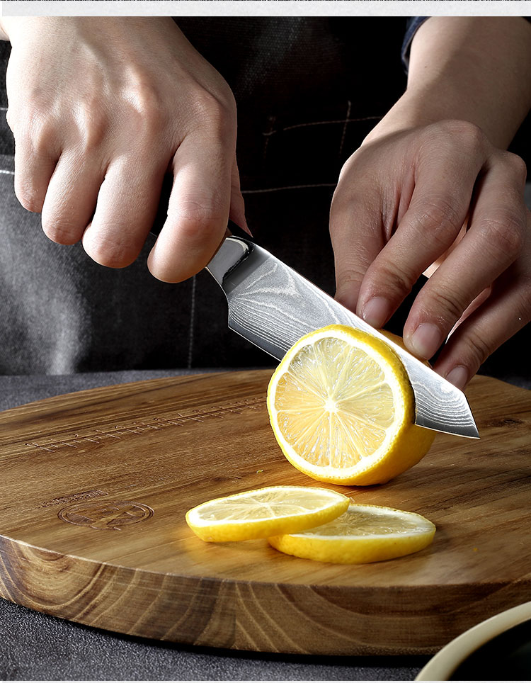 Title 2, Three Slicing Fruit Knives Damascus Steel Peel