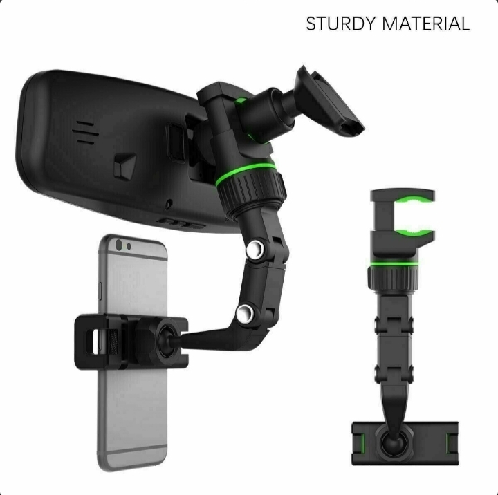 Car Rearview Mirror Rotation Adjustable Phone Holder Mount Multifunction 6