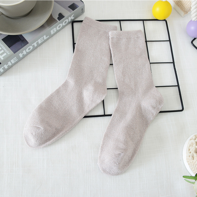 Women's Solid Color Thin Breathable Japanese Lurex Socks