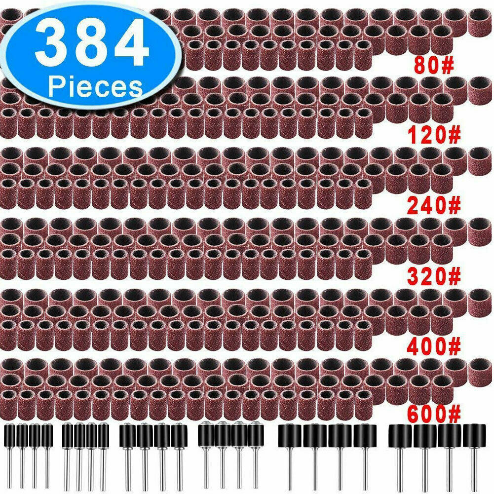 384PCS Drum Sanding Kit For Nail Drill Bits Dremel Accessories Rotary Tool UK - Image 1