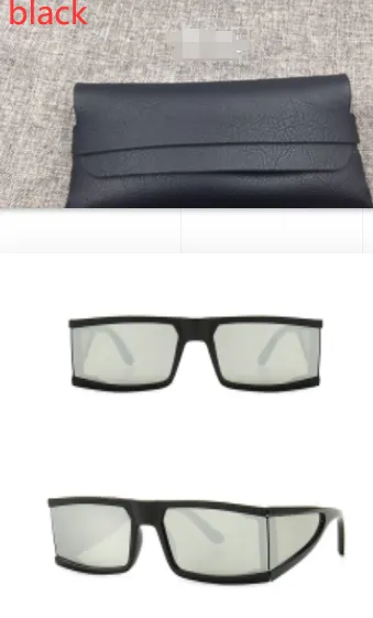 New Vintage Square Oversized Sunglasses - Black White With Glasses Bag
