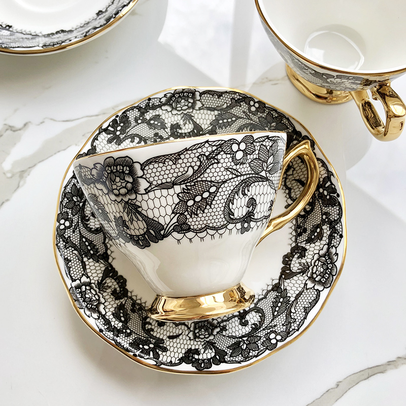 Golden coffee cup and saucer