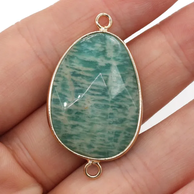 Natural Stone Connector Drop shaped Cut Surface DIY Ornament Accessories Green Amazonite - Shop at LoveMi