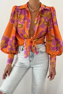 Women's Chiffon Cardigan Loose Lantern Long Sleeve Shirt - Fscw009 - View 1