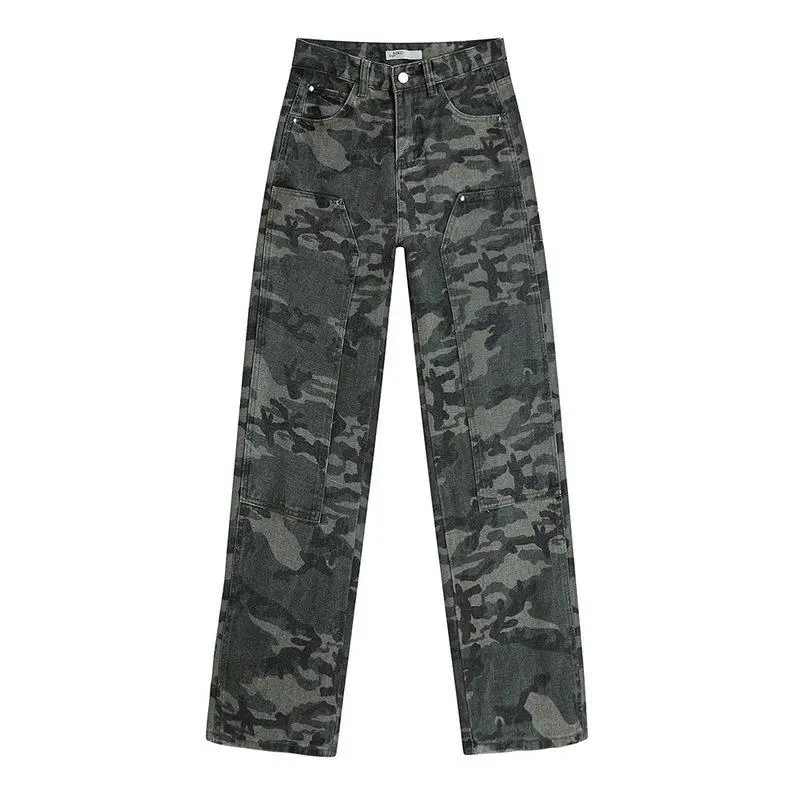 Women's Summer High-waisted Slim Casual Trousers - Camouflage